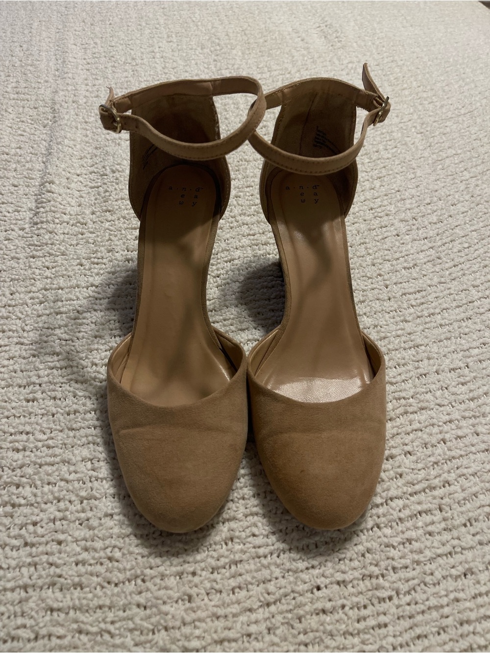 a new day Tan Ankle-Strap Closed-Toe Heels